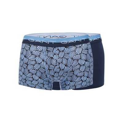Pack of two blue print cotton stretch trunks